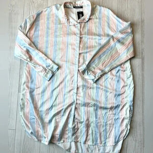 NWT Boohoo Satin Like Striped Shirt Dress Size 14